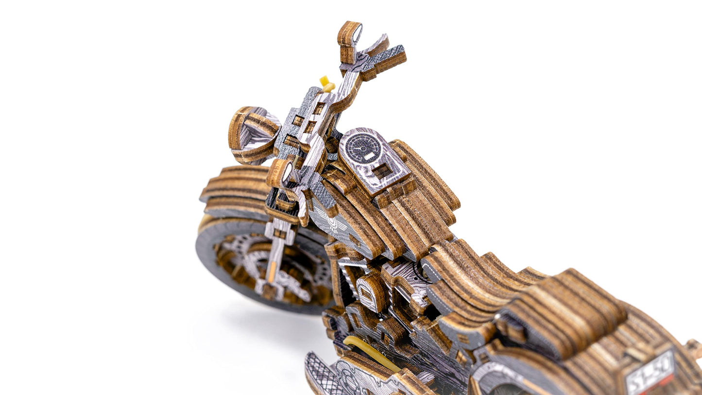 WOODEN.CITY Engineering DIY Wooden Model to Built - Model Car Kits - Premium 3D Wooden Puzzles for Adults - Detailed Model Kits for Enthusiasts and Collectors (Cruiser V-Twin 3D Motorcycle)