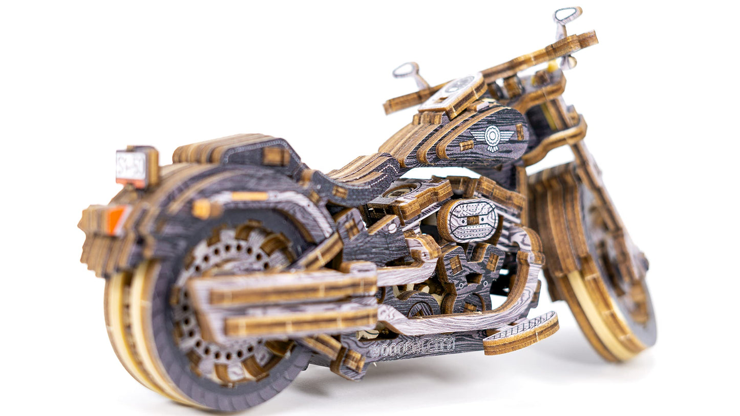 WOODEN.CITY Engineering DIY Wooden Model to Built - Model Car Kits - Premium 3D Wooden Puzzles for Adults - Detailed Model Kits for Enthusiasts and Collectors (Cruiser V-Twin 3D Motorcycle)
